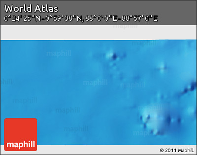 Shaded Relief 3D Map of the Area around 0° 42' 2" N, 88° 28' 29" E