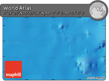 Physical Map of the Area around 0° 42' 2" N, 88° 28' 29" E