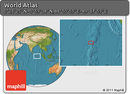 Satellite Location Map of the Area around 0° 42' 2" N, 89° 19' 29" E