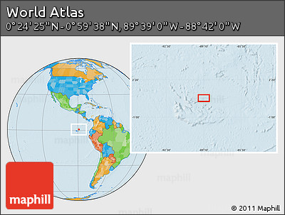 Political Location Map of the Area around 0° 42' 2" N, 89° 10' 30" W