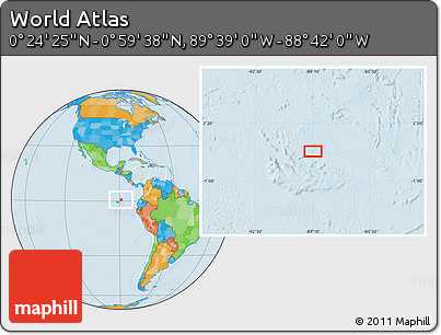 Political Location Map of the Area around 0° 42' 2" N, 89° 10' 30" W