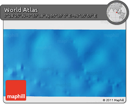 Shaded Relief 3D Map of the Area around 0° 42' 2" N, 96° 7' 30" E