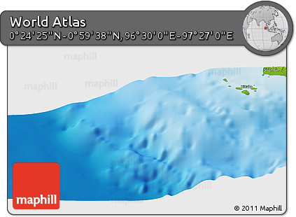 Physical Panoramic Map of the Area around 0° 42' 2" N, 96° 58' 29" E