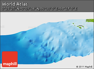 Physical Panoramic Map of the Area around 0° 42' 2" N, 96° 58' 29" E