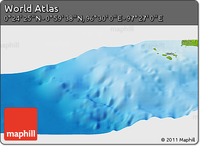Physical Panoramic Map of the Area around 0° 42' 2" N, 96° 58' 29" E
