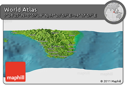 Satellite Panoramic Map of the Area around 0° 42' 2" N, 97° 49' 29" E