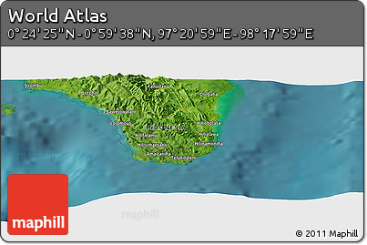 Satellite Panoramic Map of the Area around 0° 42' 2" N, 97° 49' 29" E