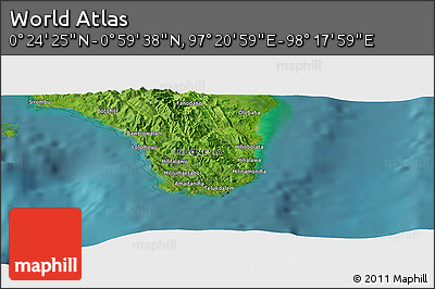 Satellite Panoramic Map of the Area around 0° 42' 2" N, 97° 49' 29" E