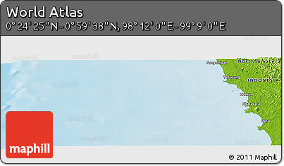 Physical Panoramic Map of the Area around 0° 42' 2" N, 98° 40' 30" E