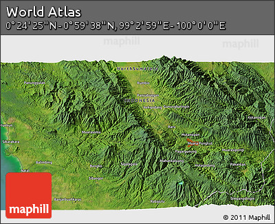 Satellite 3D Map of the Area around 0° 42' 2" N, 99° 31' 30" E