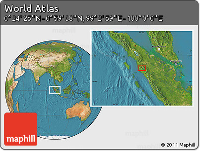 Satellite Location Map of the Area around 0° 42' 2" N, 99° 31' 30" E