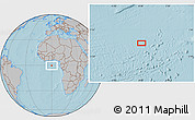 Gray Location Map of the area around 0° 21' 0" S, 0° 4' 30" E, hill shading