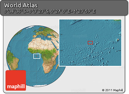 Satellite Location Map of the Area around 0° 21' 0" S, 0° 55' 29" E