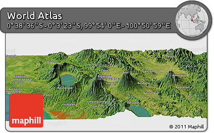 Satellite Panoramic Map of the Area around 0° 21' 0" S, 100° 22' 30" E
