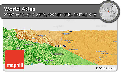 Political Panoramic Map of the Area around 0° 21' 0" S, 101° 13' 29" E