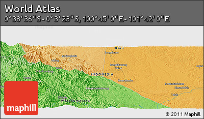 Political Panoramic Map of the Area around 0° 21' 0" S, 101° 13' 29" E