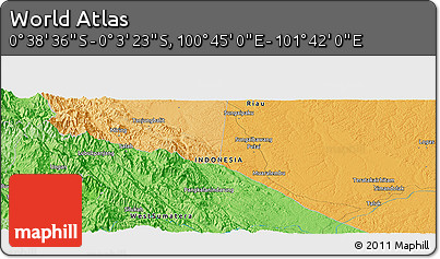 Political Panoramic Map of the Area around 0° 21' 0" S, 101° 13' 29" E
