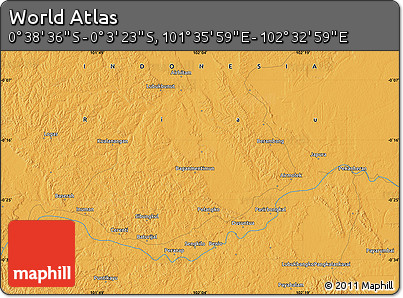 Political Map of the Area around 0° 21' 0" S, 102° 4' 29" E