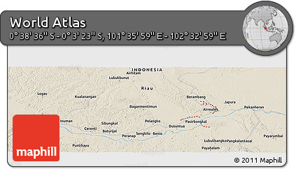 Shaded Relief Panoramic Map of the Area around 0° 21' 0" S, 102° 4' 29" E