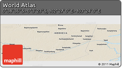 Shaded Relief Panoramic Map of the Area around 0° 21' 0" S, 102° 55' 30" E