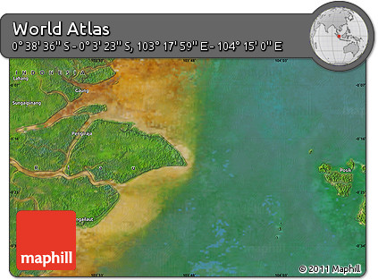Satellite Map of the Area around 0° 21' 0" S, 103° 46' 30" E