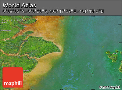 Satellite Map of the Area around 0° 21' 0" S, 103° 46' 30" E