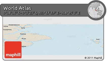 Shaded Relief Panoramic Map of the Area around 0° 21' 0" S, 103° 46' 30" E