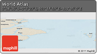 Shaded Relief Panoramic Map of the Area around 0° 21' 0" S, 103° 46' 30" E