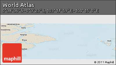 Shaded Relief Panoramic Map of the Area around 0° 21' 0" S, 103° 46' 30" E