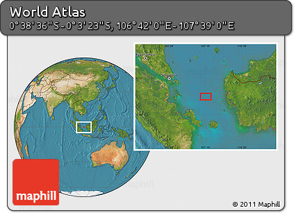 Satellite Location Map of the Area around 0° 21' 0" S, 107° 10' 30" E