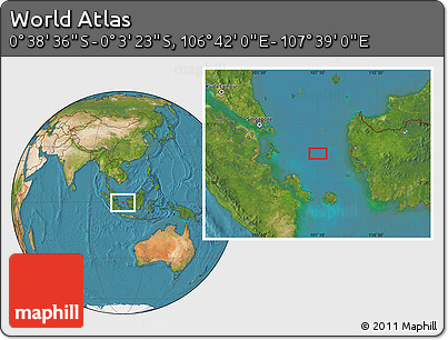 Satellite Location Map of the Area around 0° 21' 0" S, 107° 10' 30" E