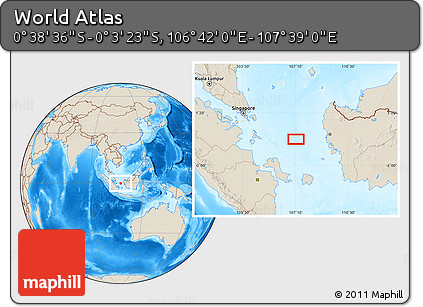 Shaded Relief Location Map of the Area around 0° 21' 0" S, 107° 10' 30" E