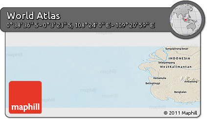 Shaded Relief Panoramic Map of the Area around 0° 21' 0" S, 108° 52' 30" E