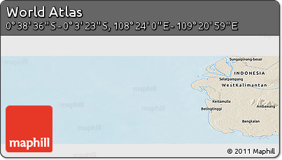 Shaded Relief Panoramic Map of the Area around 0° 21' 0" S, 108° 52' 30" E