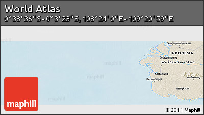 Shaded Relief Panoramic Map of the Area around 0° 21' 0" S, 108° 52' 30" E