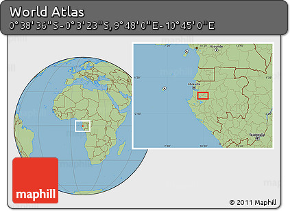 Savanna Style Location Map of the Area around 0° 21' 0" S, 10° 16' 30" E
