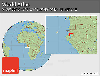 Savanna Style Location Map of the Area around 0° 21' 0" S, 10° 16' 30" E