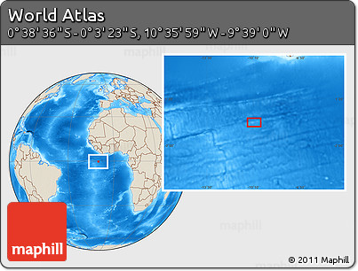 Shaded Relief Location Map of the Area around 0° 21' 0" S, 10° 7' 30" W