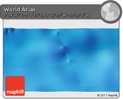 Shaded Relief 3D Map of the Area around 0° 21' 0" S, 10° 58' 29" W