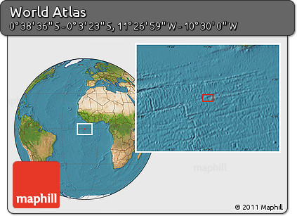 Satellite Location Map of the Area around 0° 21' 0" S, 10° 58' 29" W