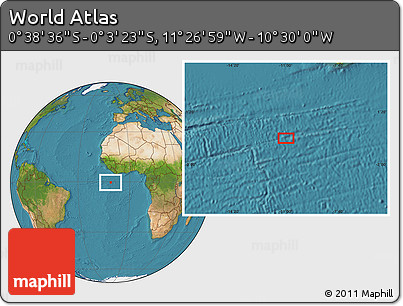 Satellite Location Map of the Area around 0° 21' 0" S, 10° 58' 29" W