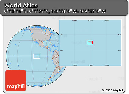 Gray Location Map of the Area around 0° 21' 0" S, 110° 25' 30" W