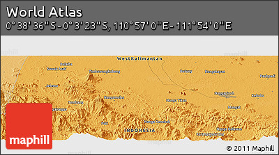 Political Panoramic Map of the Area around 0° 21' 0" S, 111° 25' 30" E