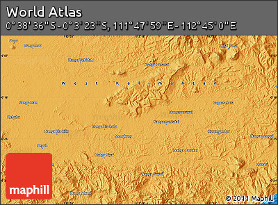 Political Map of the Area around 0° 21' 0" S, 112° 16' 30" E