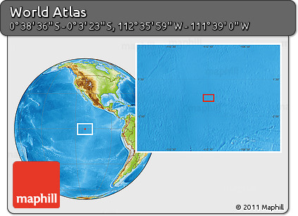 Physical Location Map of the Area around 0° 21' 0" S, 112° 7' 30" W