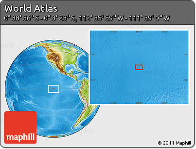 Physical Location Map of the Area around 0° 21' 0" S, 112° 7' 30" W