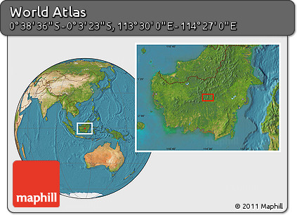 Satellite Location Map of the Area around 0° 21' 0" S, 113° 58' 29" E