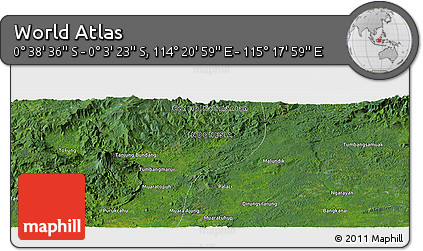 Satellite Panoramic Map of the Area around 0° 21' 0" S, 114° 49' 29" E