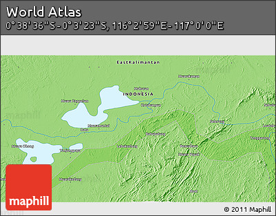 Political 3D Map of the Area around 0° 21' 0" S, 116° 31' 30" E