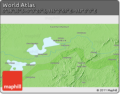 Political 3D Map of the Area around 0° 21' 0" S, 116° 31' 30" E